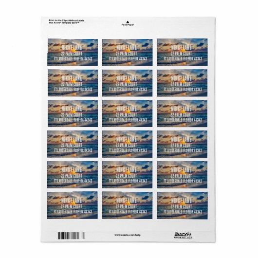 TROPICAL BEACH GROTE RETOURADRESLABELS ETIKET (Full Sheet)