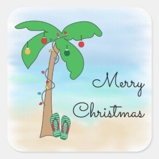 Tropical Beach Hawaïaanse Kerstmis Vierkante Sticker