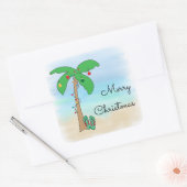 Tropical Beach Hawaïaanse Kerstmis Vierkante Sticker (Envelop)