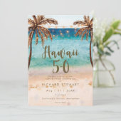 Tropical Beach Hawaii 5 0 50ste verjaardagsfeest Kaart (Staand voorkant)