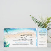 Tropical Beach Heart Shore Wedding Boarding Pass Kaart (Staand voorkant)