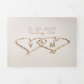 Tropical Beach Hearts Ocean surf Wedding Drieluik Uitnodiging (Cover)