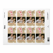 Tropical Beach Hibiscus Roze Bruiloft Foto Labels (Full Sheet)