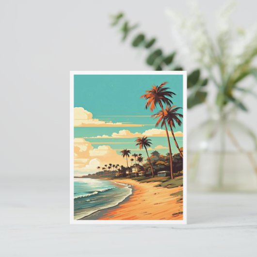 Tropical Beach Holiday Briefkaart (Staand voorkant)