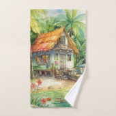 Tropical Beach House Bungalow Bad Handdoek (Handdoek)