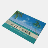 Tropical Beach House Familienaam Welkom Deurmat (Schuin)