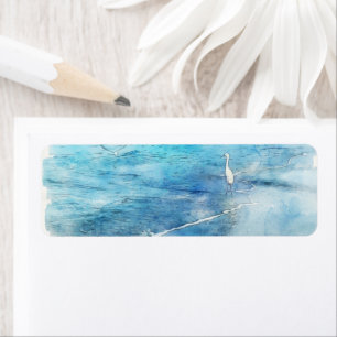 Tropical Beach in Teal Aqua Turquoise Blue Etiket