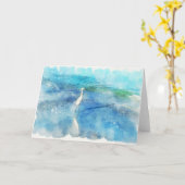 Tropical Beach in Teal Aqua Turquoise Blue Kaart (Gele Bloem)