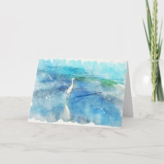 Tropical Beach in Teal Aqua Turquoise Blue Kaart (Voorkant)