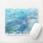 Tropical Beach in Teal Aqua Turquoise Blue Muismat (Met muis)