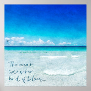 Tropical Beach in Teal Aqua Turquoise Poster