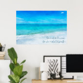 Tropical Beach in Teal Aqua Turquoise Poster (Thuiskantoor)