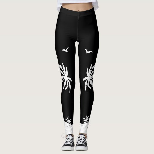 Tropical Beach Island Palm Tree Leggings (Voorkant)