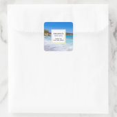 Tropical Beach Island Paradise Bedankt Business Vierkante Sticker (Tas)
