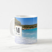 Tropical Beach Island Paradise Foto Monogram Koffiemok (Voorkant links)
