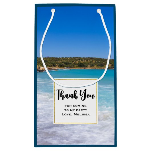 Tropical Beach Island Paradise Party Dank u Klein Cadeauzakje (Achterkant)