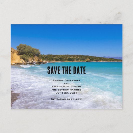 Tropical Beach Island Paradise Save the Date Uitnodiging Briefkaart (Voorkant)