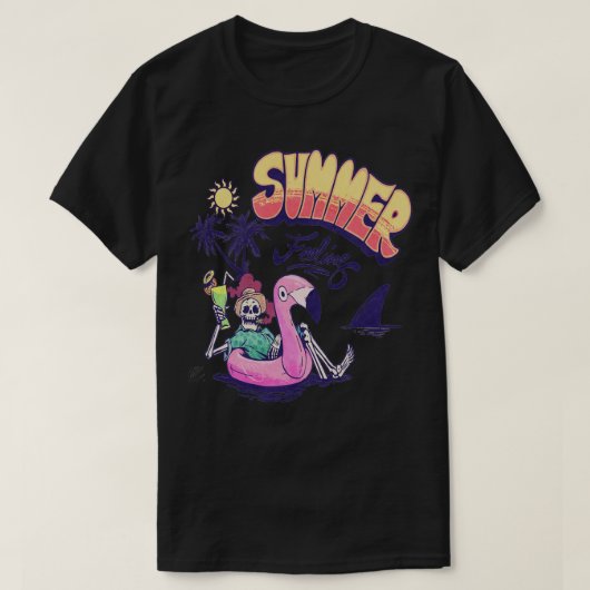 Tropical Beach Island Skelet Zomergevoel T-shirt (Design voorkant)