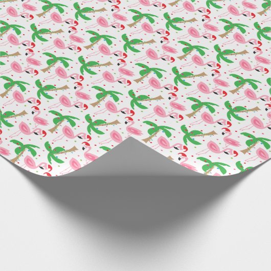 Tropical Beach Kerst Flamingo's Vogels Cadeaupapier (Hoek)