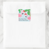 Tropical Beach Kerst Flamingo's Vogels Vierkante Sticker (Tas)
