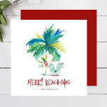 Tropical Beach Kerst Kaarten Notitiekaartje<br><div class="desc">Deze tropische strandkerstkaarten zijn voorzien van een op het eiland geïnspireerde exotische palmboom en schattige kerstvakantie. De woorden "Merry Beach-mas" worden in handschrift geschreven. Gebruik de sjabloon velden om uw persoonlijke groet toe te voegen. Een charmante keuze om naar vrienden en familie te sturen dit vakantieseizoen. Als u op zoek...</div>