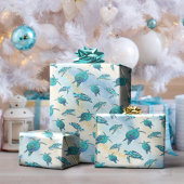 Tropical Beach Kerst Zee Schildpad Glitter Cadeaupapier
