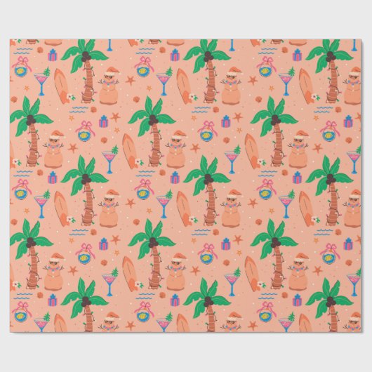Tropical Beach Kerstmis in juli Cadeaupapier (Vlak)
