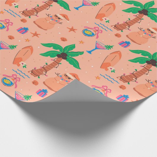 Tropical Beach Kerstmis in juli Cadeaupapier (Hoek)