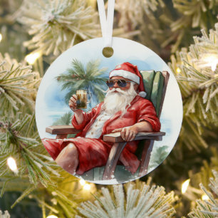 Tropical Beach Kerstmis Kerstman Vader Kerstmis Metalen Ornament