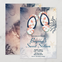 Tropical Beach Koraal Teenslippers Sweet 16 Party
