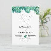 TROPICAL Beach leaf Save the Date Kaart (Staand voorkant)