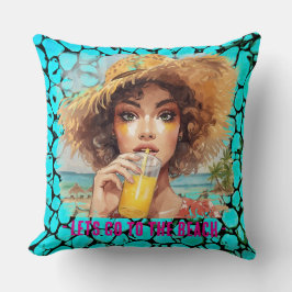 Tropical Beach,Lets Go to The Beach,Black Turquois Kussen