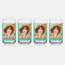 Tropical Beach, Lets Go to The Beach, Orange  Blikvorm Glas