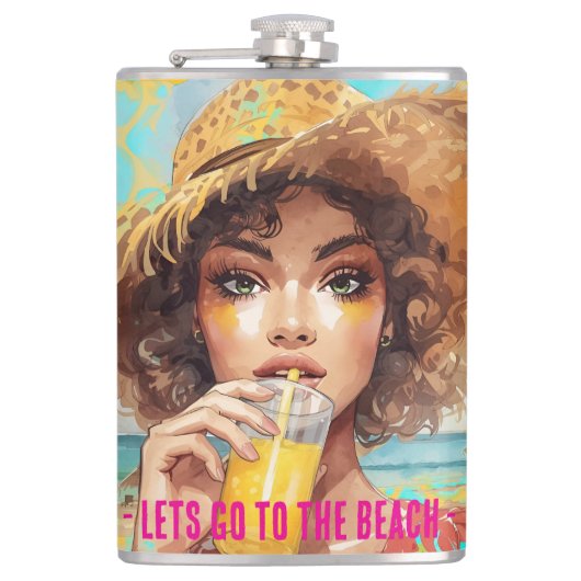 Tropical Beach, Lets Go to The Beach, Orange Turqu Heupfles (Voorkant)