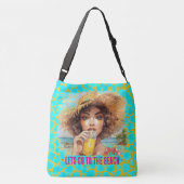 Tropical Beach, Lets Go to The Beach,Orange Turquo Crossbody Tas (Achterkant)