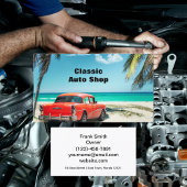Tropical Beach Mechanic Classic Car Visitekaartje