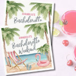 Tropical Beach Meisjes Weekend Vrijgezellenfeest Servet<br><div class="desc">Tropical Beach Meisjes Weekend Bachelorette Party Servetten. Een schattig klein strandtasje voor je vrijgezellenavonturen. Een cool waterverf strandthema met tinten van roze en blauwgroen, die de sfeer voor een strandvlucht met de bruid en haar besties bepalen. Van uitstapjes naar Florida, Californië, of zelfs iets meer internationaal zoals Mexico, Hawaii of...</div>