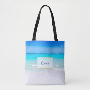 Tropical Beach met een Turquoise Zee Gepersonalise Tote Bag