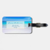 Tropical Beach met een Turquoise Zee Monogram Bagagelabel (Achterkant horizontaal)