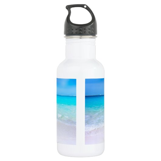 Tropical Beach met een Turquoise Zee Monogram Waterfles (Achterkant)