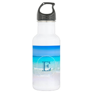 Tropical Beach met een Turquoise Zee Monogram Waterfles
