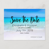Tropical Beach met een Turquoise Zee Wedding STD Aankondigingskaart (Voorkant)