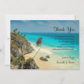 Tropical Beach met Palm Trees Bruiloft Dank u Bedankkaart (Voorkant)