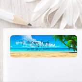 Tropical Beach Ocean Palm Trees Retouradres Etiket (Insitu)