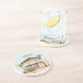 Tropical Beach Ocean Sand Surfboards House Zandsteen Onderzetter (Zijkant)