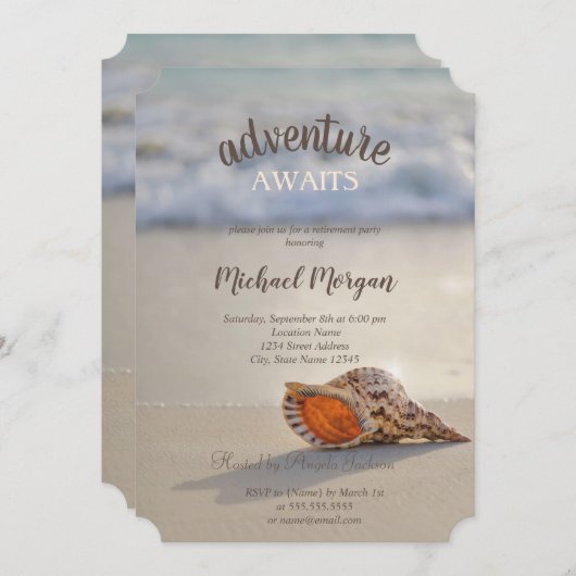 Tropical Beach Ocean Seashell Pensioenfeest Kaart (Voorkant / Achterkant)