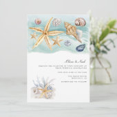 Tropical Beach Ocean Shell bruiloft uitnodiging Ka (Staand voorkant)