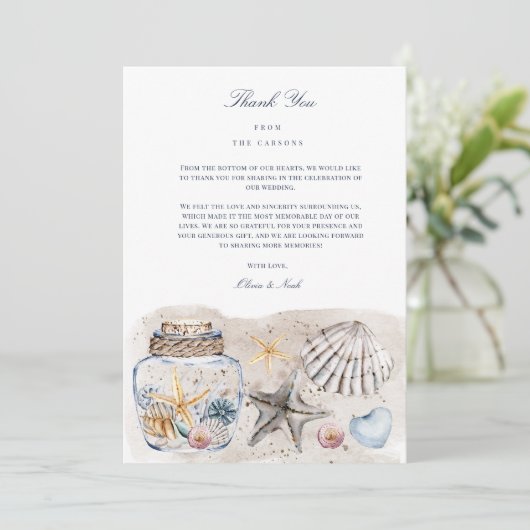 Tropical Beach Ocean Shell dank u kaart (Staand voorkant)