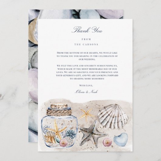 Tropical Beach Ocean Shell dank u kaart (Voorkant / Achterkant)