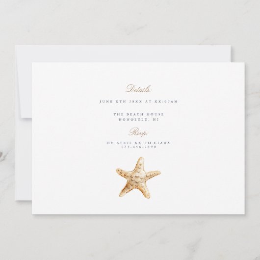 Tropical Beach Ocean Shell repetitie diner Kaart (Achterkant)